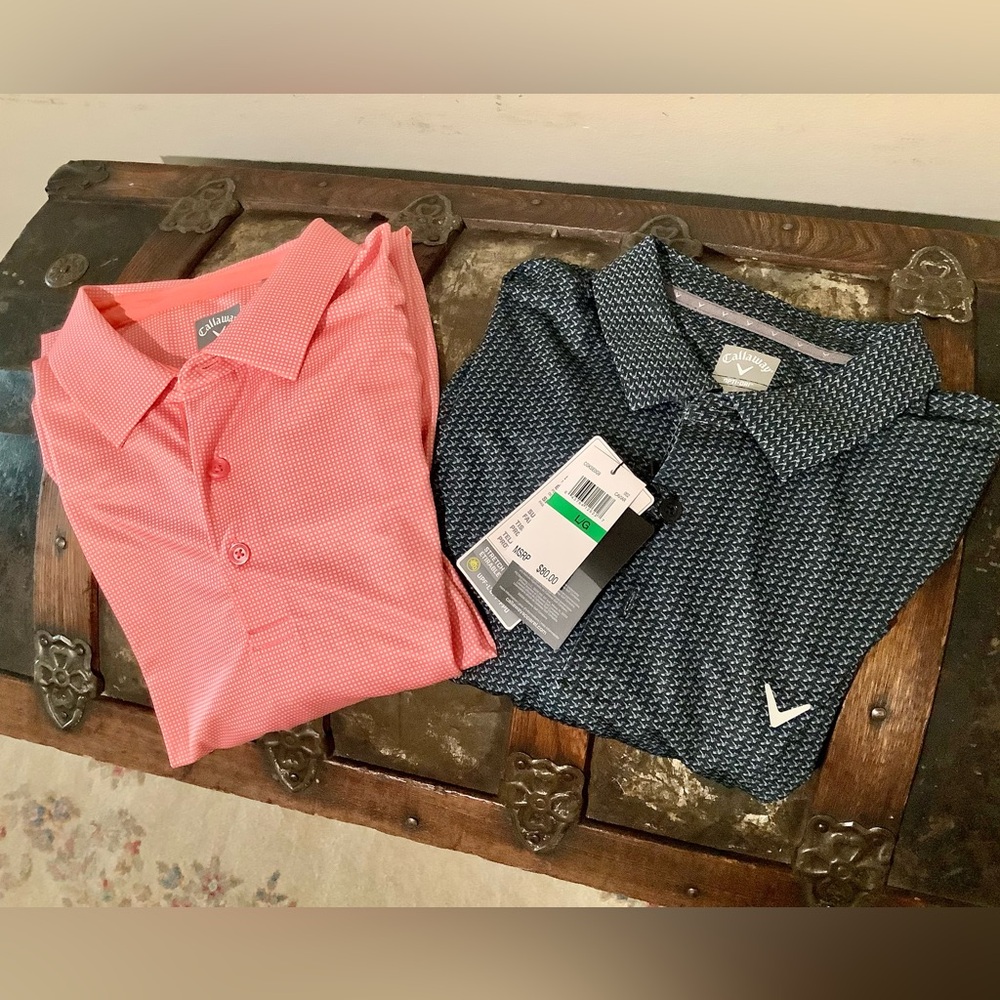 Pair of Callaway Opti-Dri Men's Golf Polo Shirts SzL NWT - Picture 1 of 4